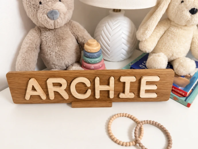 White Oak board with maple letters
