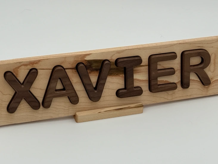 Maple board with Walnut letters