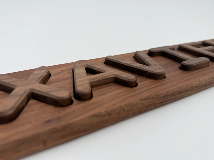 Walnut board and Walnut letters — detail
